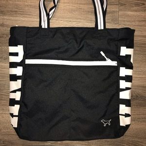 PINK Victoria’s Secret black/white canvas tote.